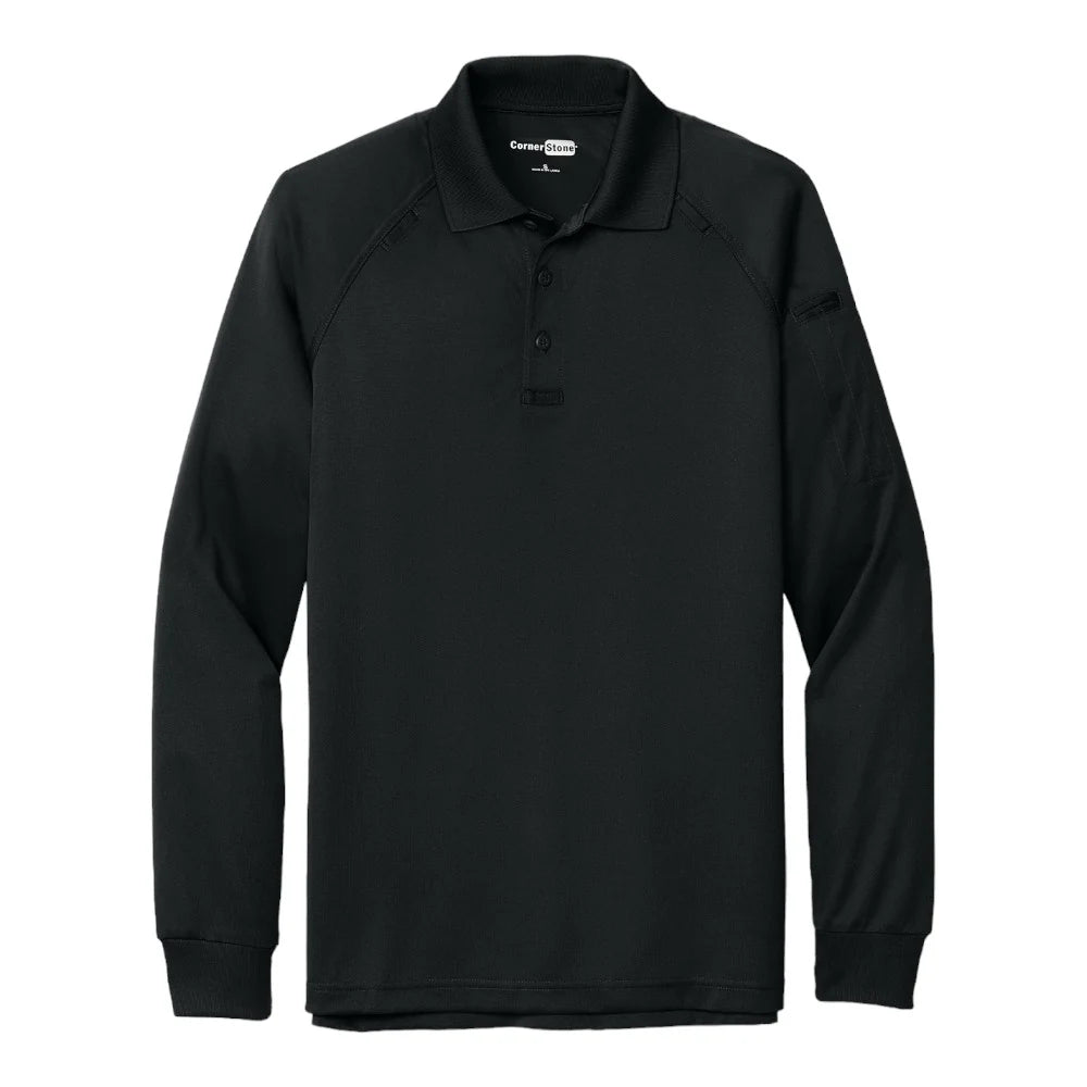 CS410LS || Corner Stone Tactical Polo - Long Sleeve - Embroidered - Saline Fire
