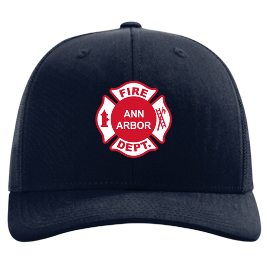 R112 || Richardson Mesh Snapback Trucker Cap - Embroidered - Ann Arbor Fire