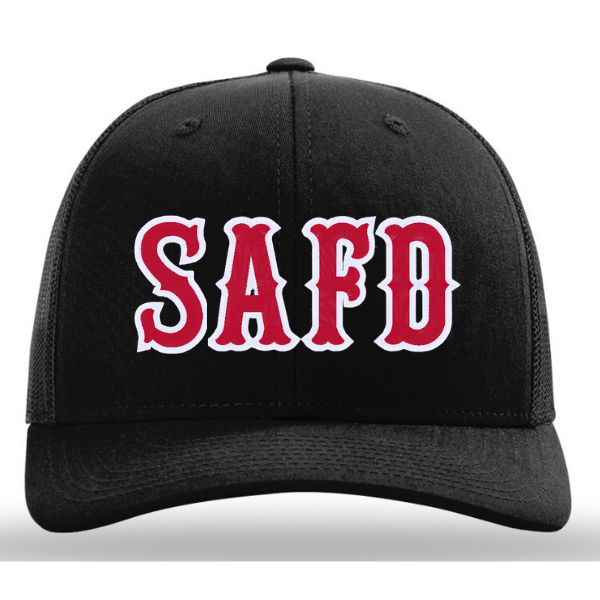 R112 || Richardson Mesh Snapback Trucker Cap - Embroidered - Saline Fire
