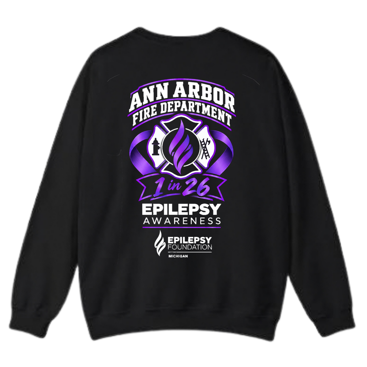 Gildan 18000 Crewneck Sweatshirt - Screened - AAFD Epilepsy Awareness