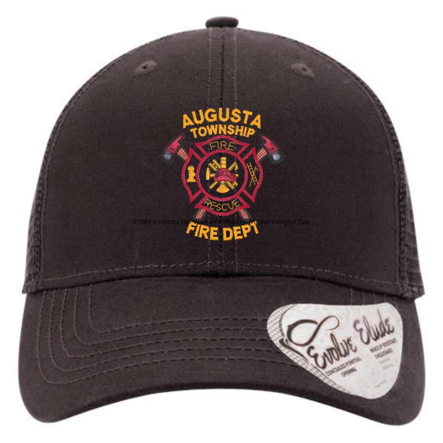 97394 || Infinity Her Women's Modern Trucker Ponytail Cap - Augusta Twp. Fire
