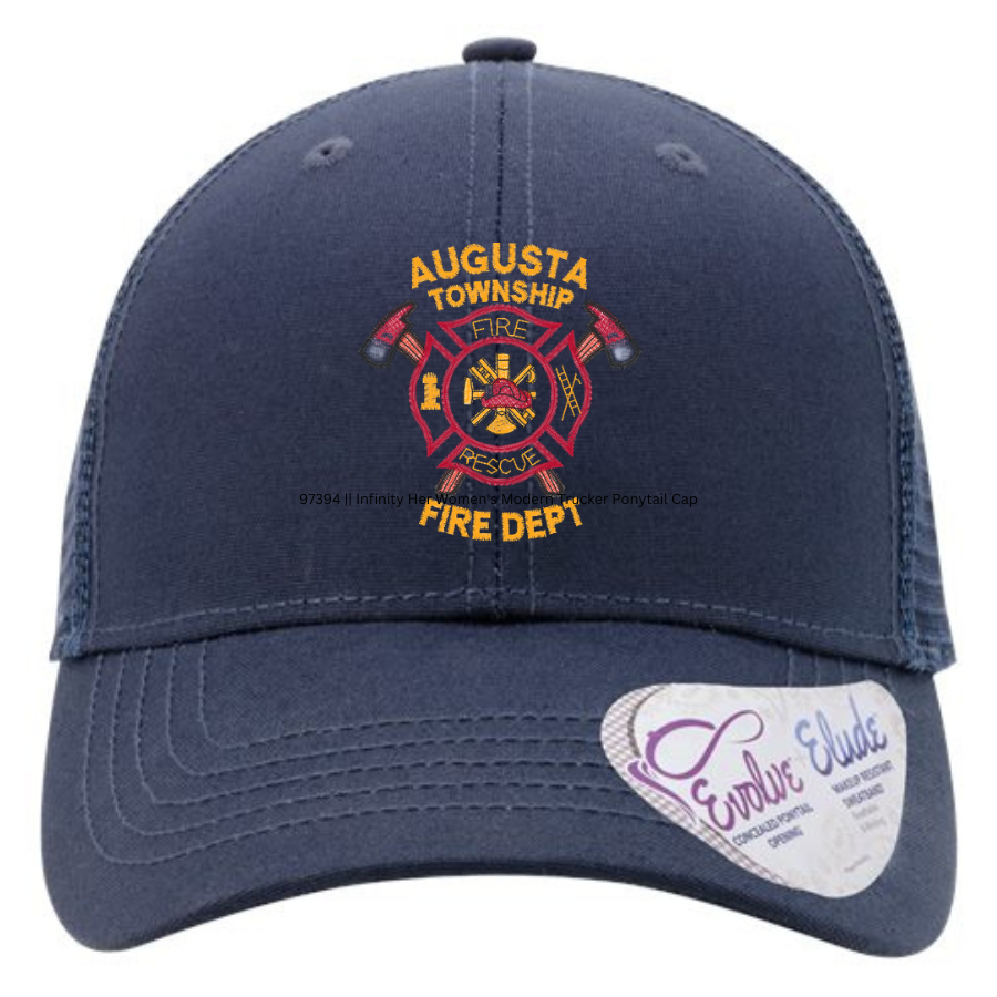 97394 || Infinity Her Women's Modern Trucker Ponytail Cap - Augusta Twp. Fire