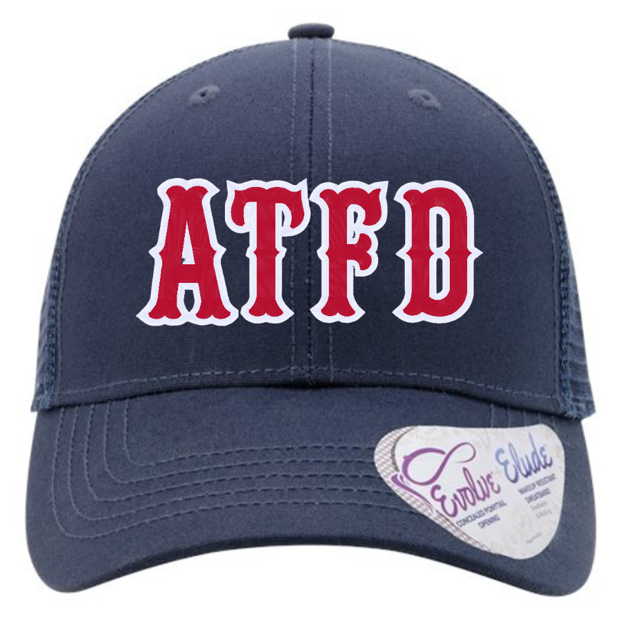 97394 || Infinity Her Women's Modern Trucker Ponytail Cap - Augusta Twp. Fire