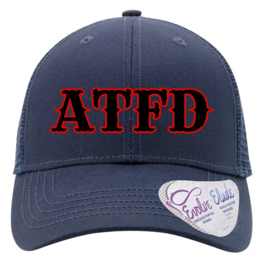 97394 || Infinity Her Women's Modern Trucker Ponytail Cap - Augusta Twp. Fire